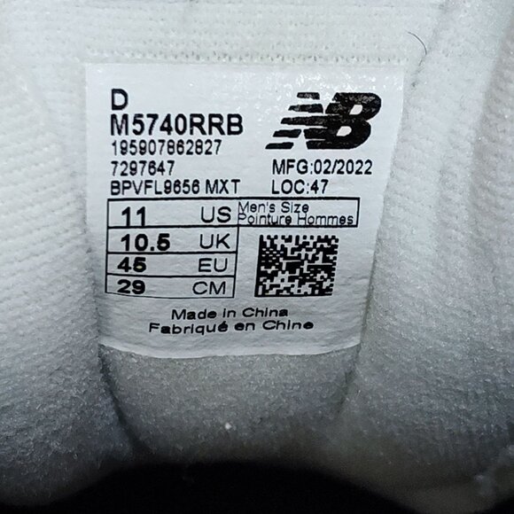 New Balance 57/40 Sneakers M5740RRB Mens US 11 Athletic Shoes Comfortable Casual - Picture 2 of 11